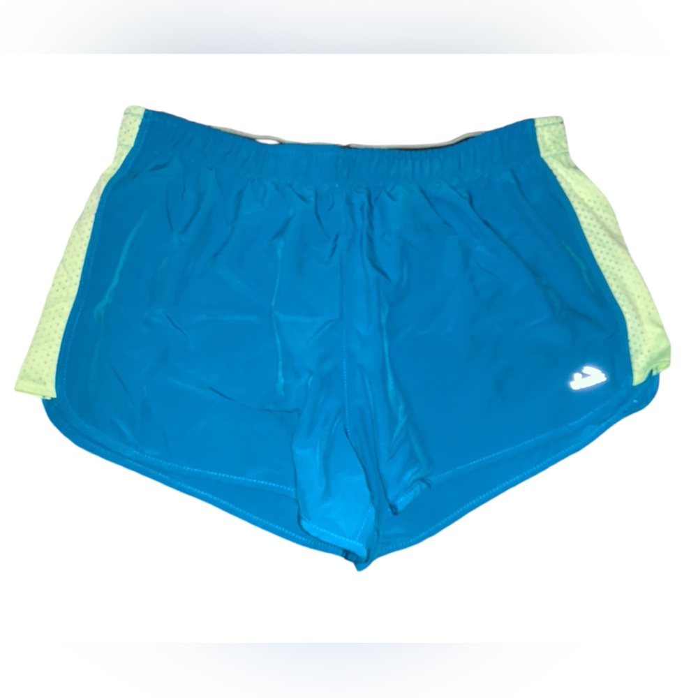 RBX blue and neon green active shorts with built‎ in underwear size medium